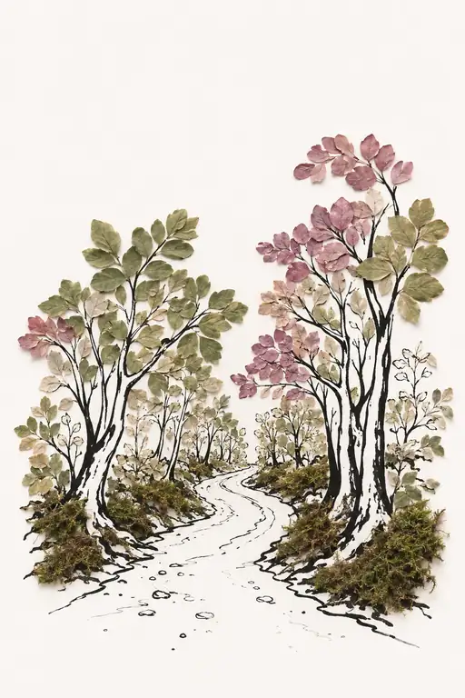 Silent Forest Path Beneath Foliage Canopies