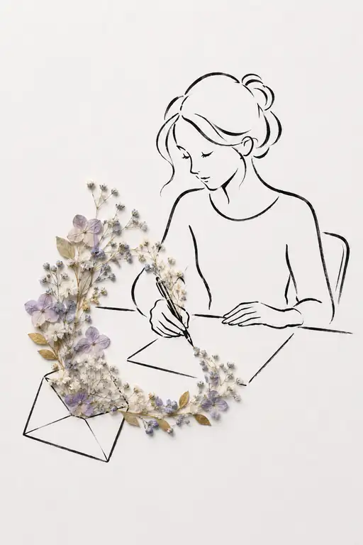 便箋を包む花びらの円環