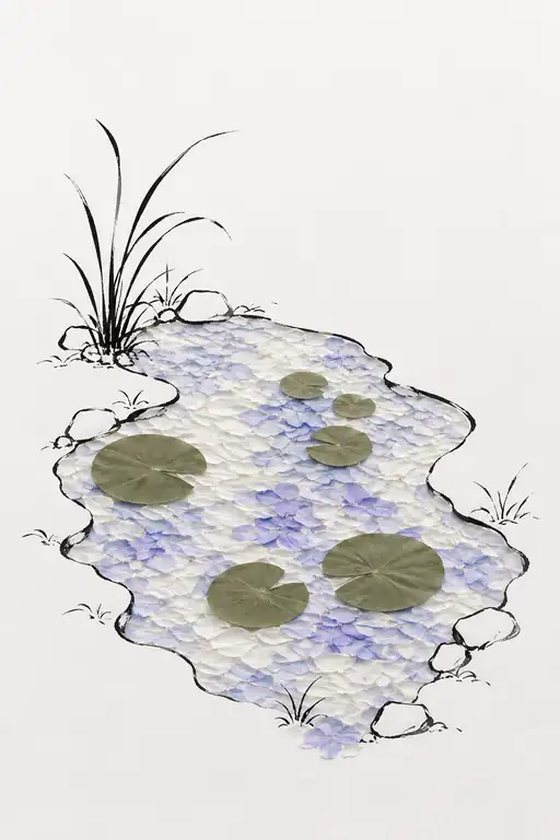 Lilly Pond Glistening with Hydrangea Petals