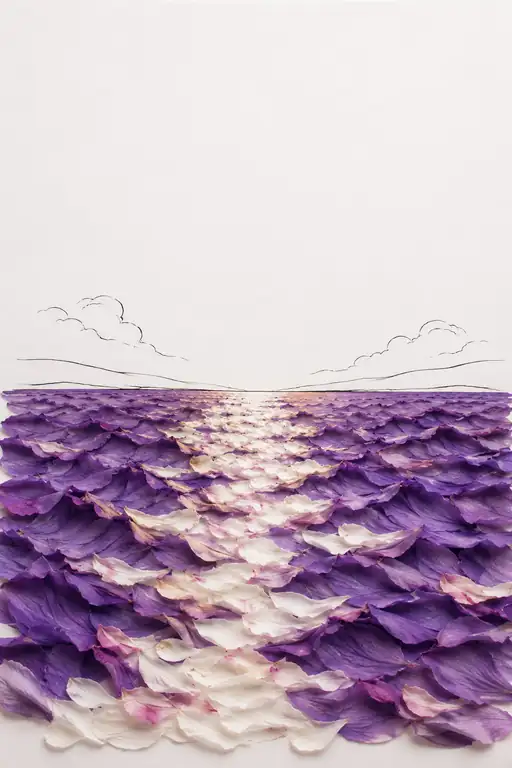 Luminous Trail of Petals Across Twilight Waters