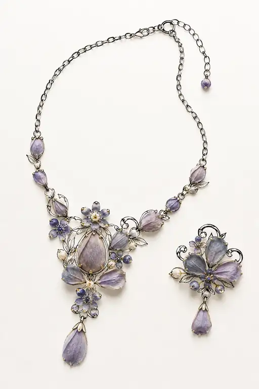 Antique Jewel Woven from Lavender Petals and Silver