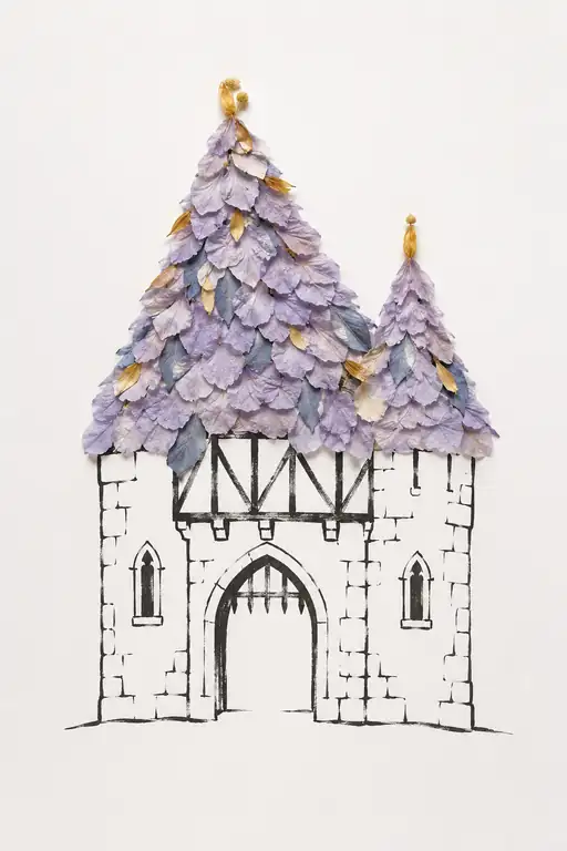 Castle Gatehouse Crowned with Violet Scales