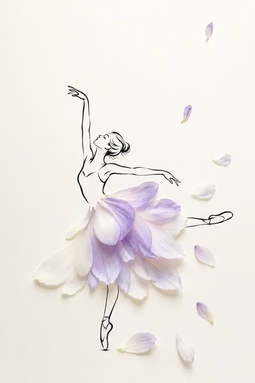 Ballerina's Arabesque in a Gown of Blossom Petals