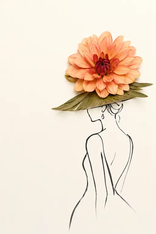 Elegance of a Lady Adorned with a Dahlia Hat