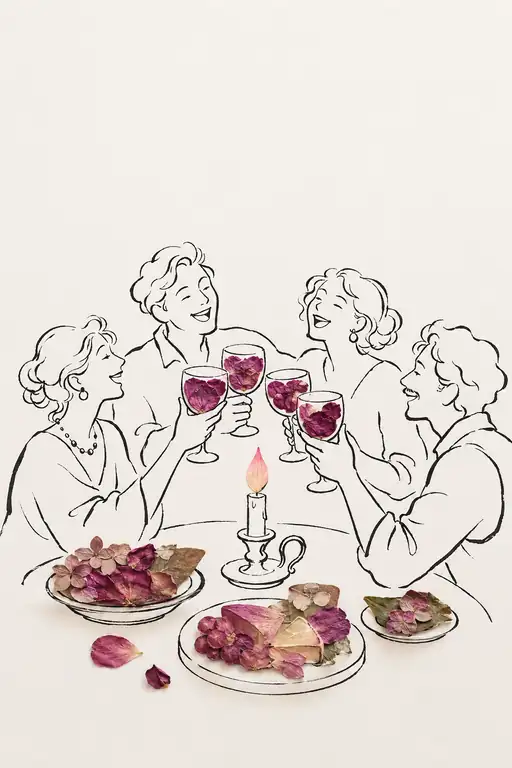 Joyful Toast of Crimson Petal Wine by Candlelight