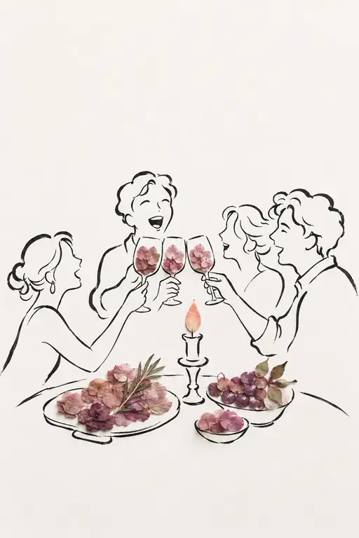 Joyful Toast of Rose Petal Wine Beside the Candle