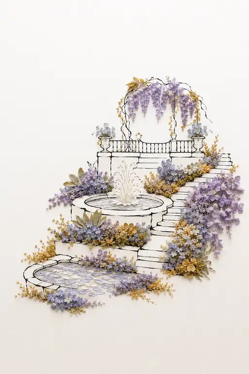 Cascade of Wisteria by the Classical Terrace