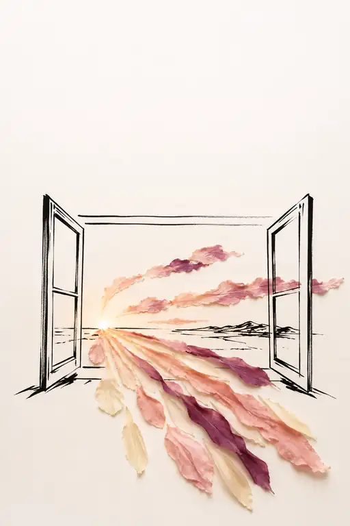 Sunset Radiance Pouring Through Open Windows