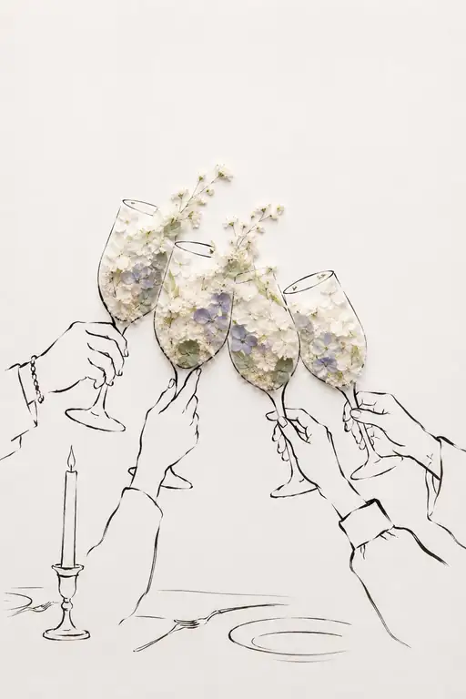Toast of Four Glasses in Celebration