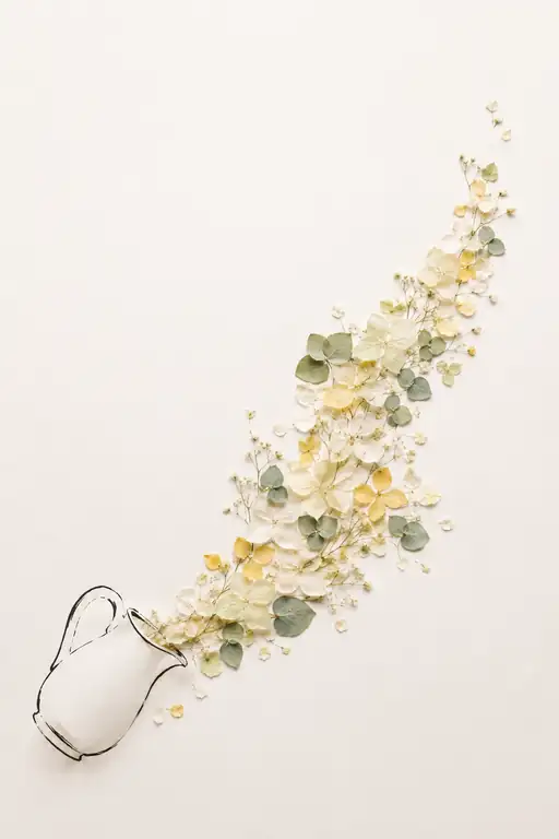 水差しから溢れ出る花のせせらぎ