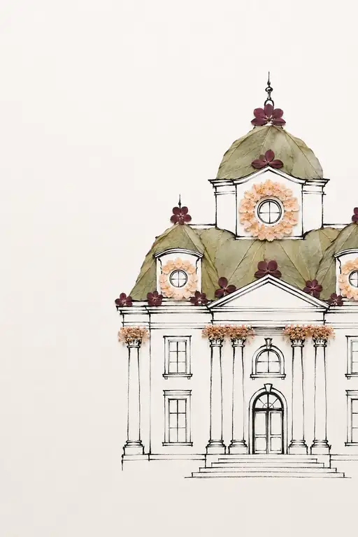 White Hall Crowned with Leaf Domes