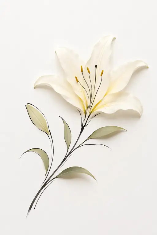 White Lily Reaching Toward the Light with Bud
