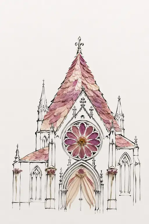 Gothic Church Crowned with Rose Petal Roof
