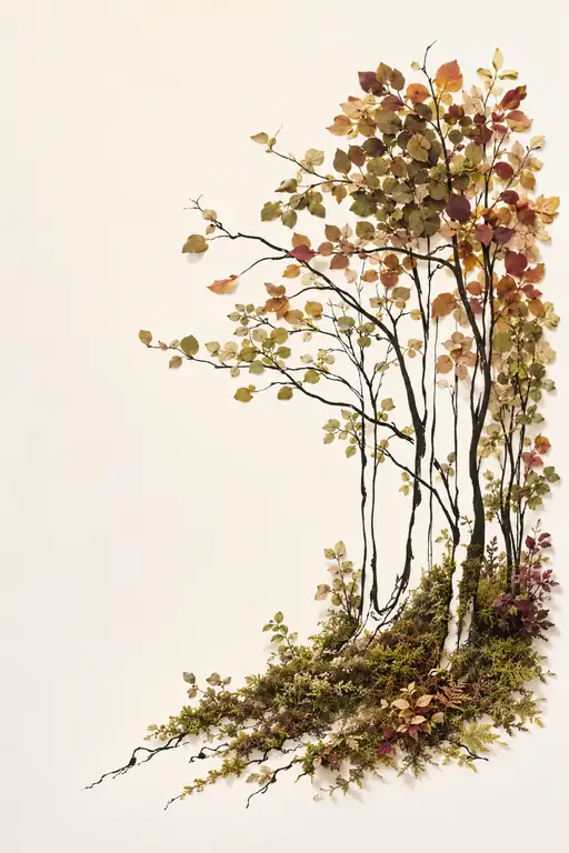 Autumn Grove Rising from Mossy Earth