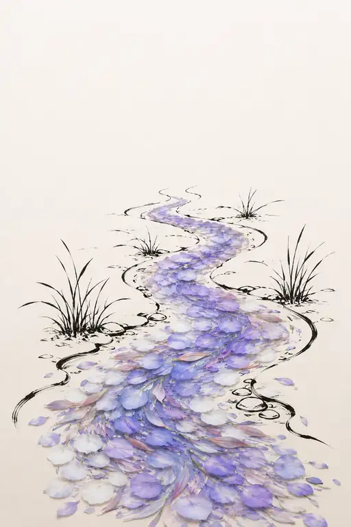 Meandering Stream of Violet Petals