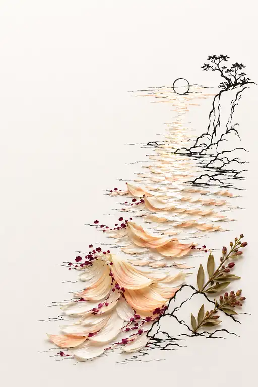 Whitecaps of Petals on the Sunset Path