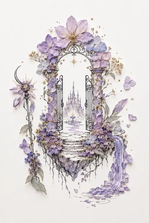 Floating Floral Portal to the Distant Castle