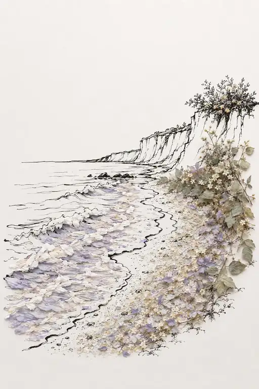 Floral Whitecaps Crashing upon the Cliff