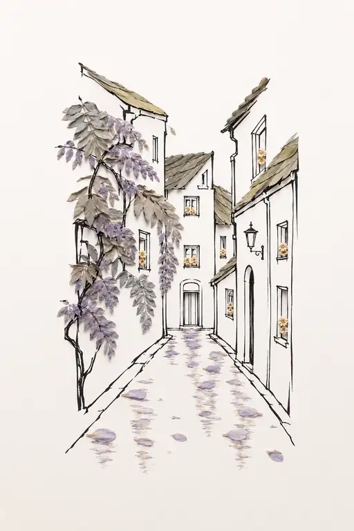 Wisteria Lane Overlooking Cobblestone