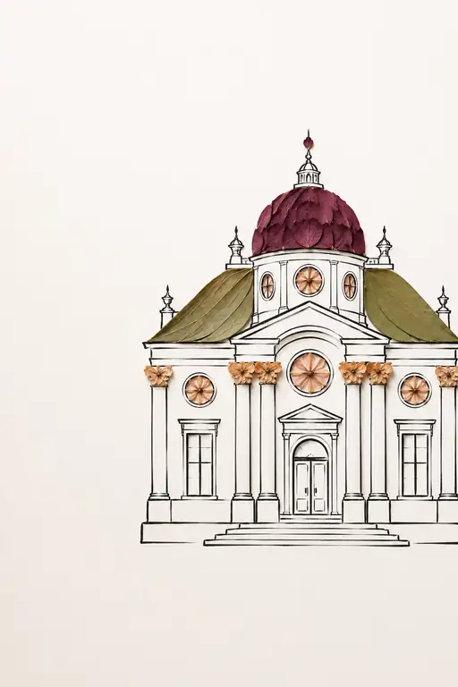 Baroque Sanctuary Crowned in Wine-Red Petals