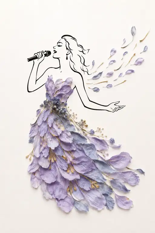 Diva Singing in a Flowing Violet Gown