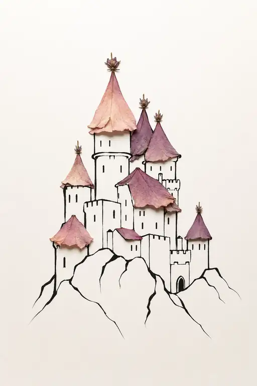 Fairytale Castle with Floral Conical Roofs
