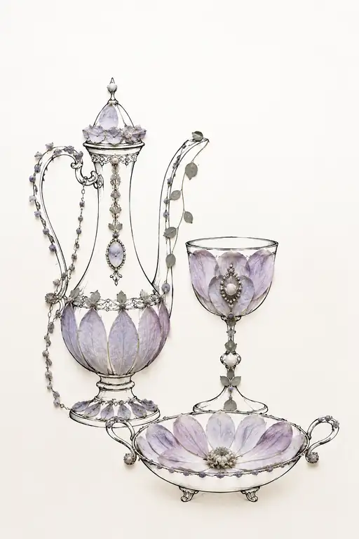Lavender Elegance in Silver Linework