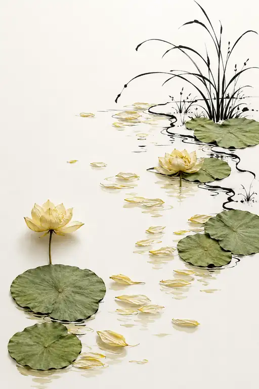Golden Lotuses on Still Waters
