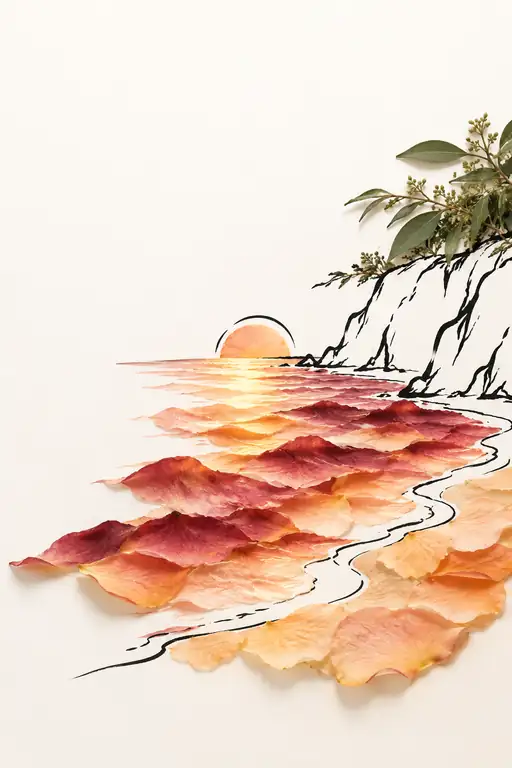 Sunset Glow on the Crimson Shore