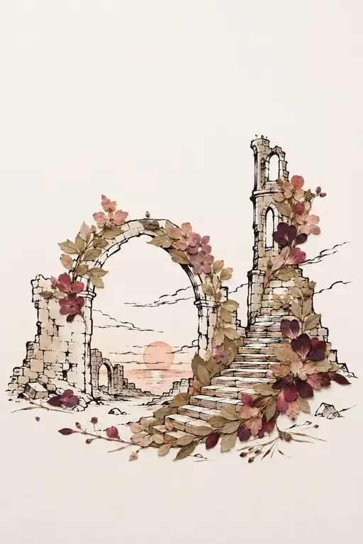 Sunset Framed by Ancient Arches