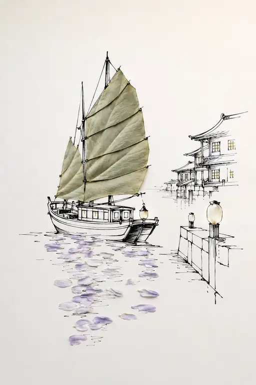 Evening Anchorage Under Leaf-Woven Sails