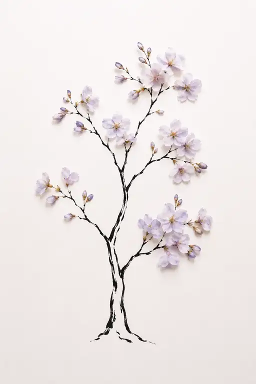 Slender Tree Blossoming with Lilac Dreams
