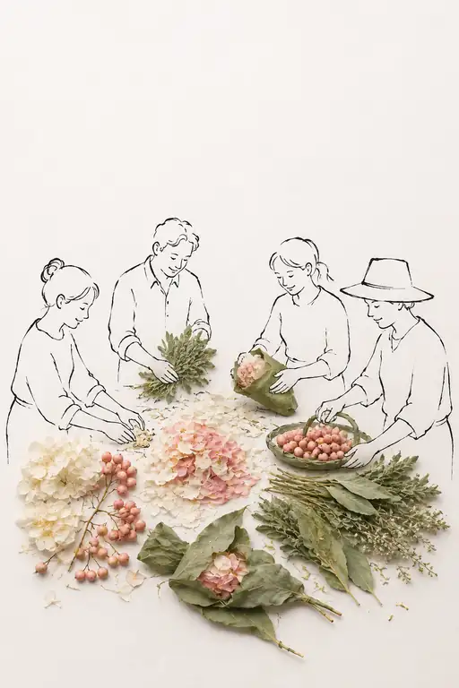 Gathering of Hands in the Blossom Harvest
