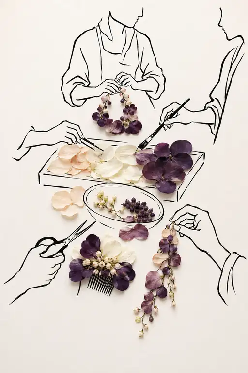 Hands Fashioning the Violet Comb and Wreath