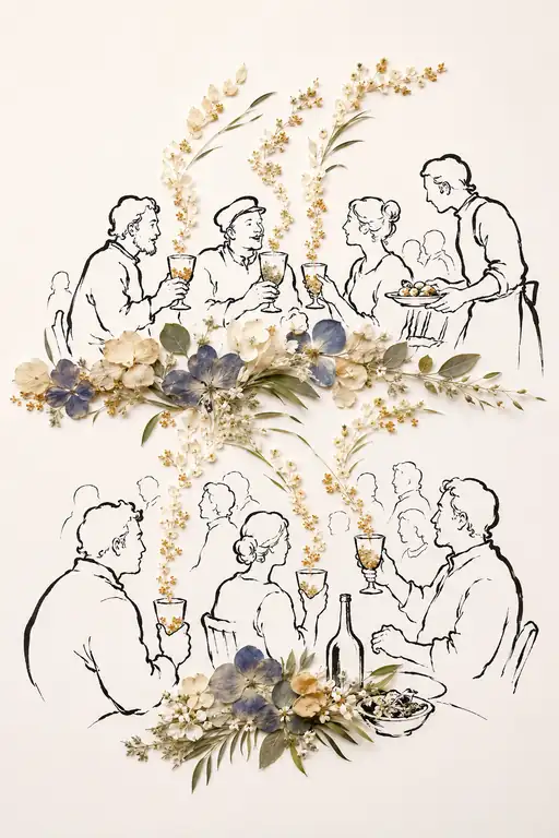 Tiered Banquet Connected by Floral Ribbons