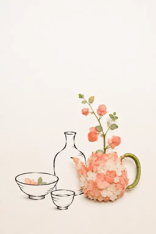 珊瑚の花びら急須と静けさの器