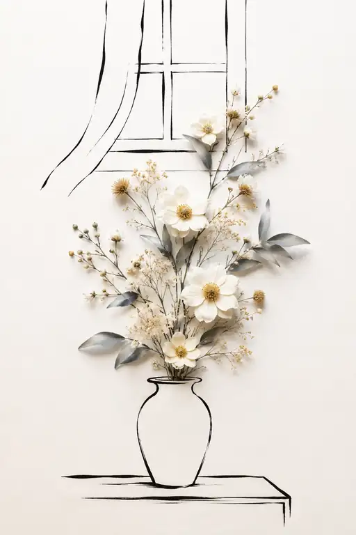 White Petals Whispering by the Curtain's Fold