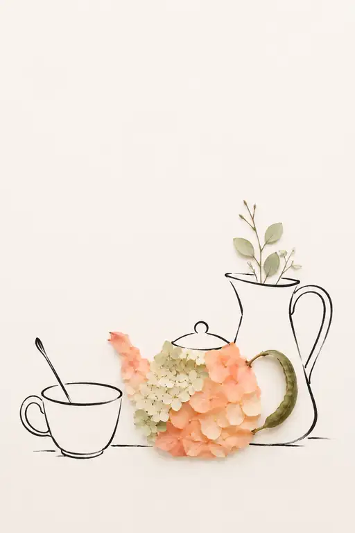 珊瑚の花びらポットと白き水差し