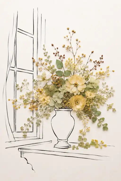 Abundance of Yellow Flowers by the Casement