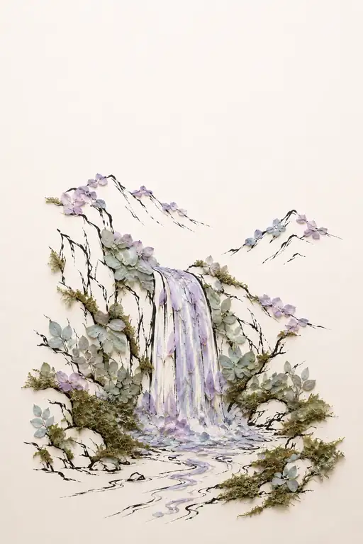 Violet Cascade in Misty Crags