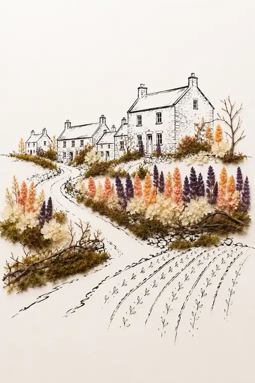 Village Road in Lupine and Stone
