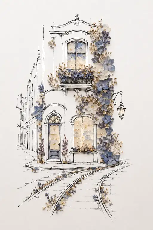 Azure Hydrangea at the Street Corner