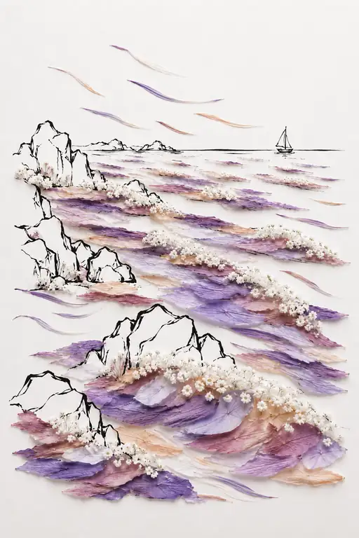 Purple Breakers Against the Coastal Crags