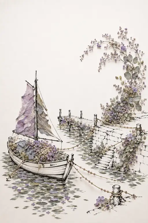Flower-Laden Sail at the Stone Wharf