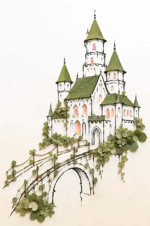 Verdant Spire Castle and the Twig-Rail Bridge