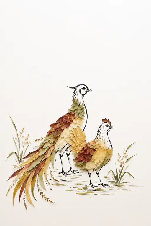 Plumed Companions in Autumnal Glow