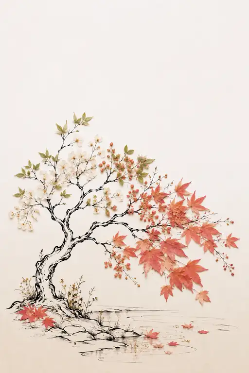 Seasons Intertwined on a Single Bough