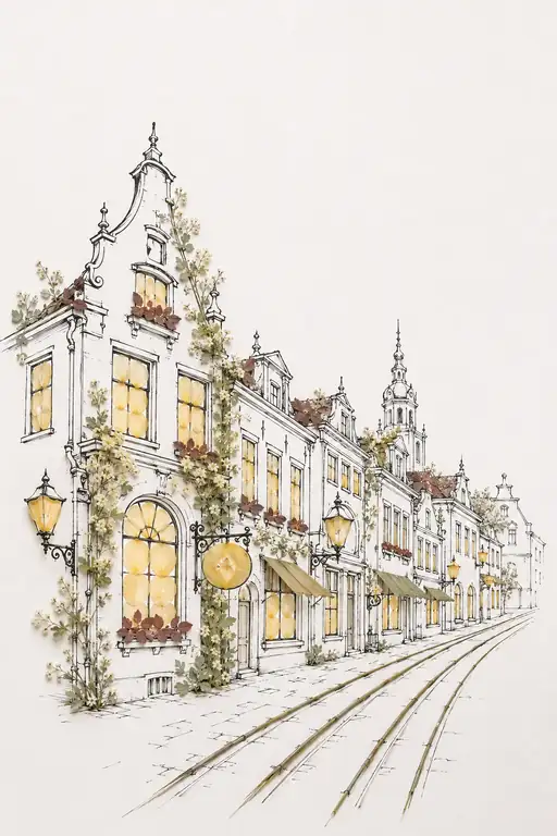 Lantern Lights Along the Tramway Street
