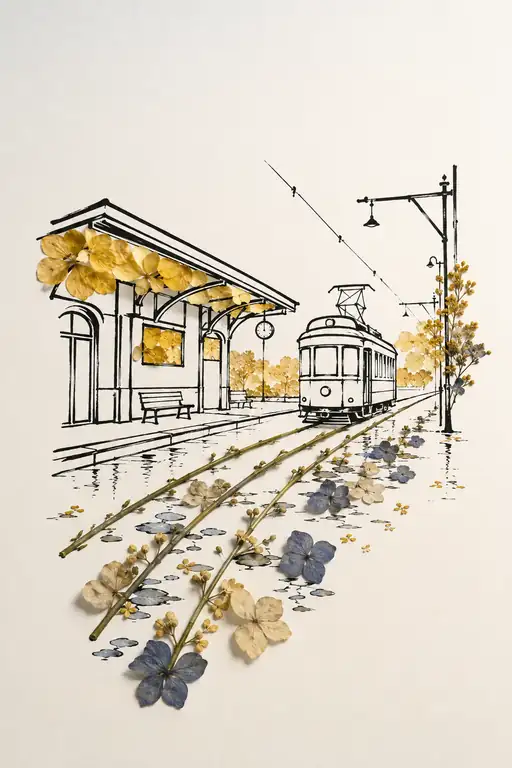 Arrival on Rain-Soaked Rails