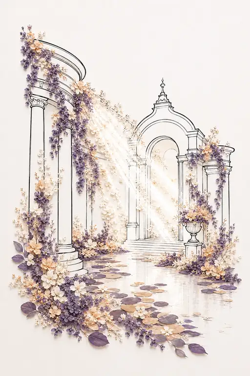 Sunbeams of Petals in the Sacred Colonnade